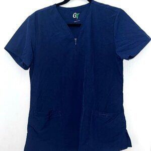 Navy Blue GT Womens V-Neck Scrub Top M